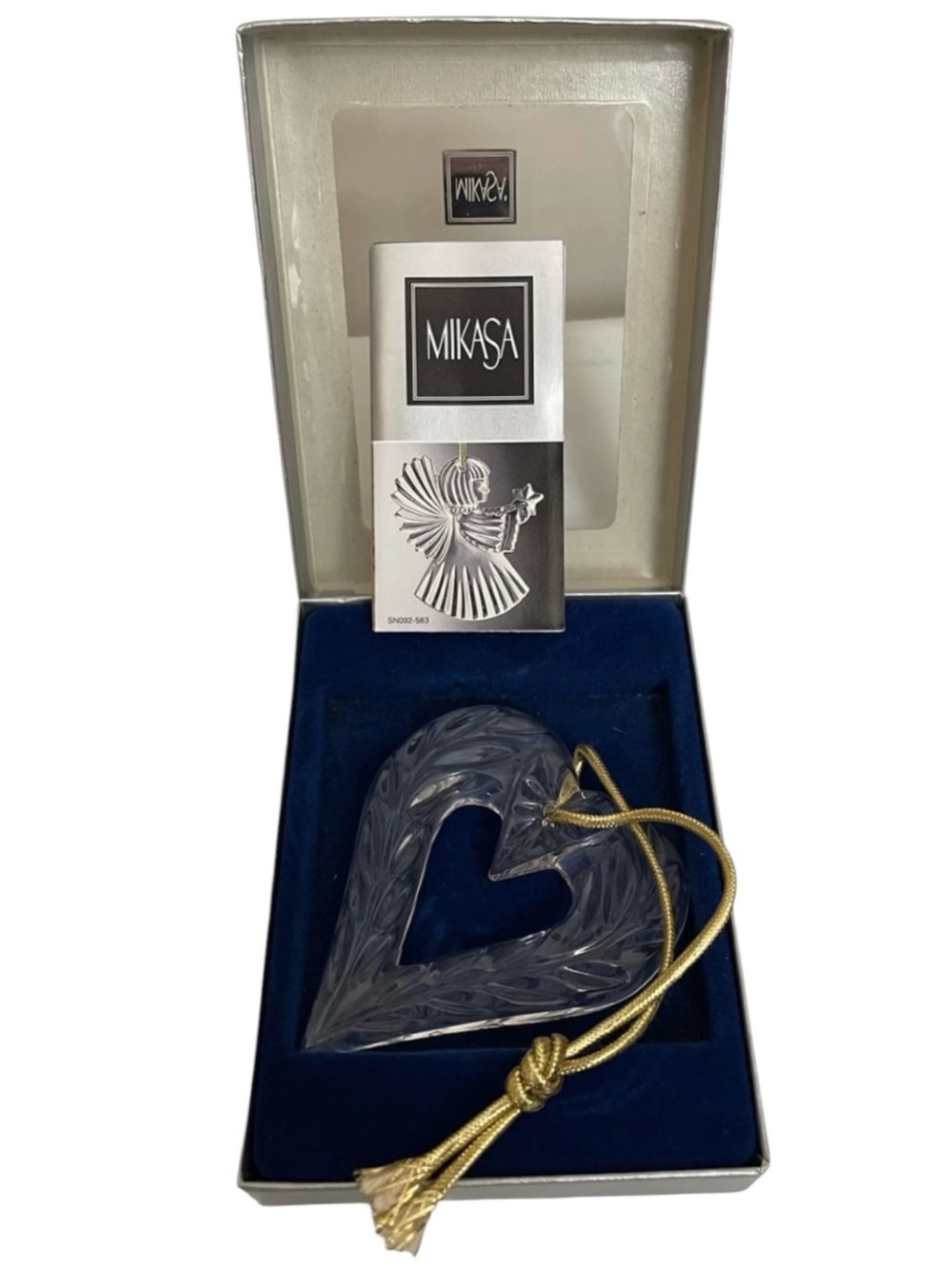 VTG Mikasa Crystal Ornament Heart Joyous Collection Christmas Holiday SN092-571